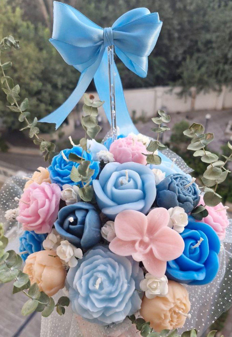 دسته گل شمع آبی