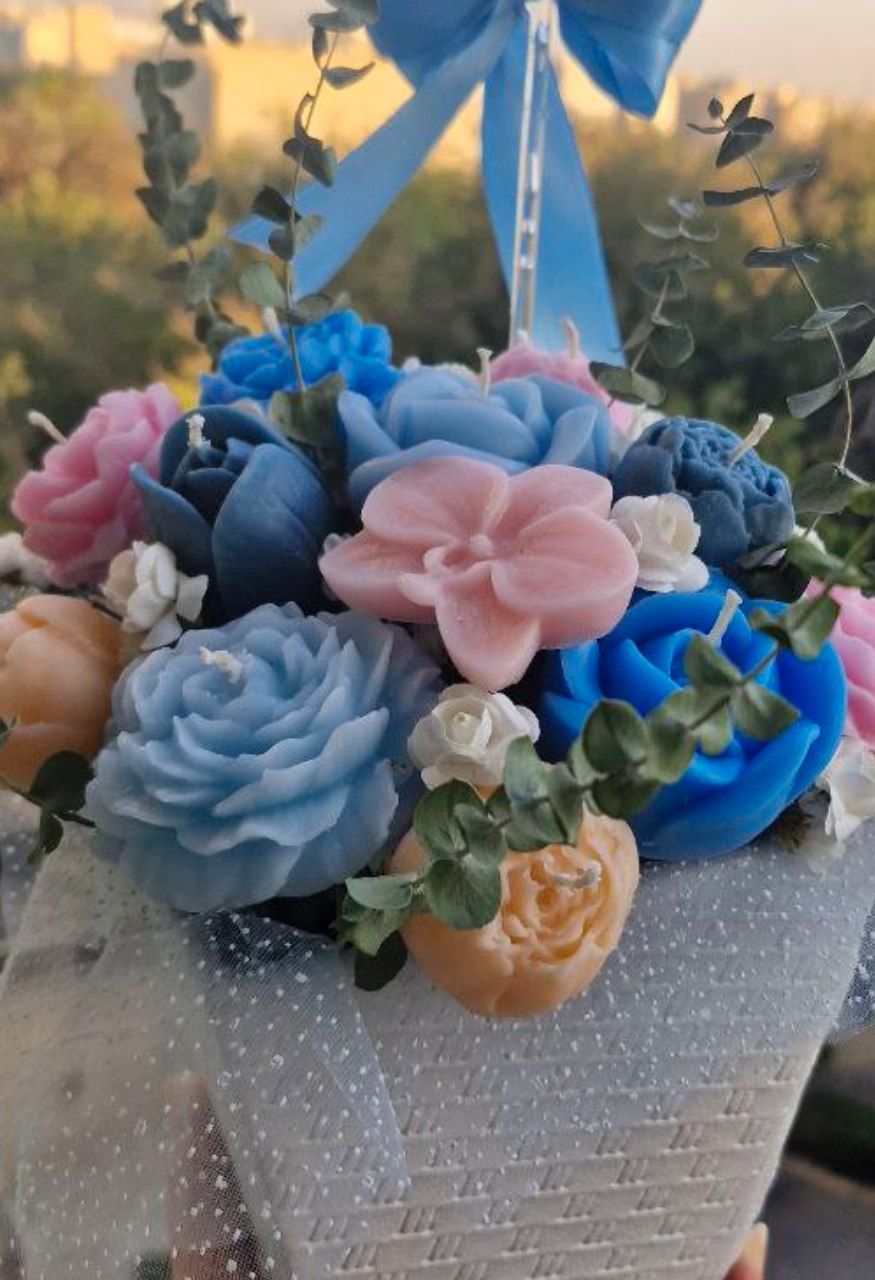 دسته گل شمع آبی