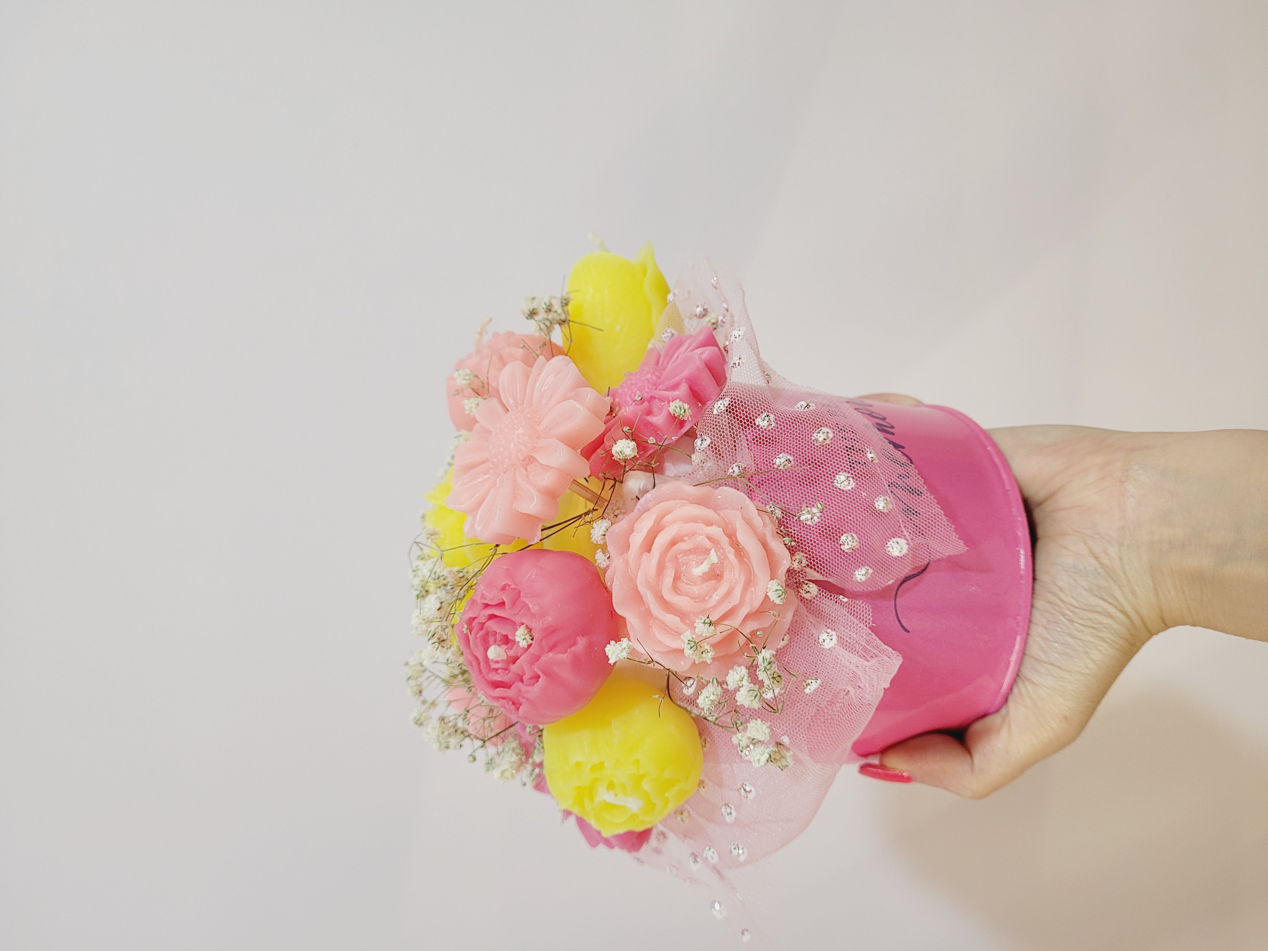 دسته گل متوسط زرد صورتی